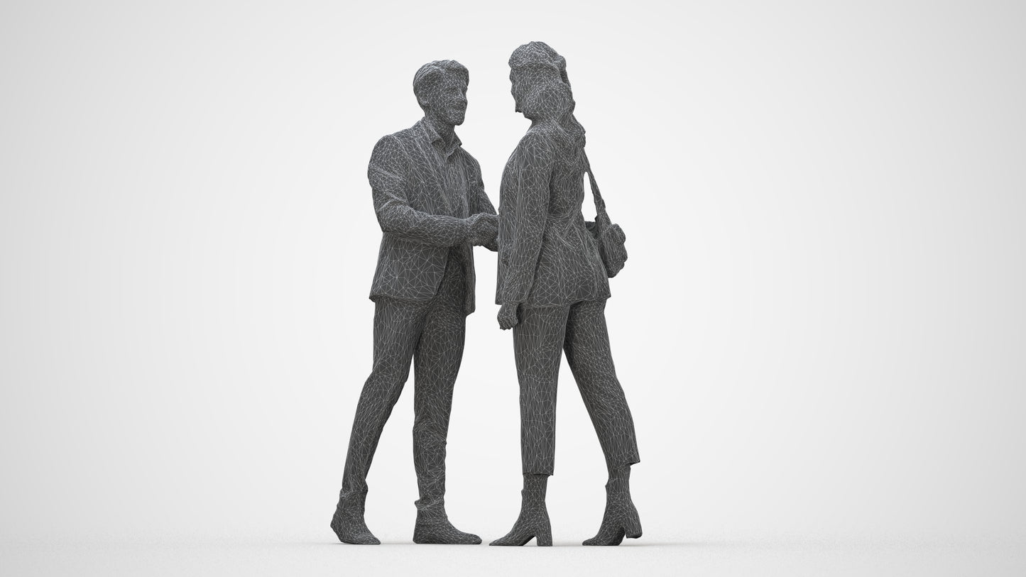 3D human model woman business, photogrammetry scanned person for archviz, wireframe back view