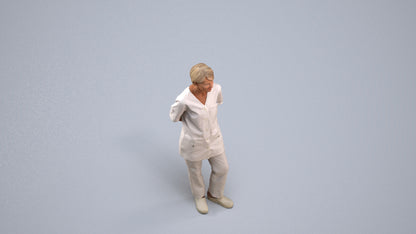 realistic 3D human senior woman medical, archviz people FBX OBJ for Blender, back view render