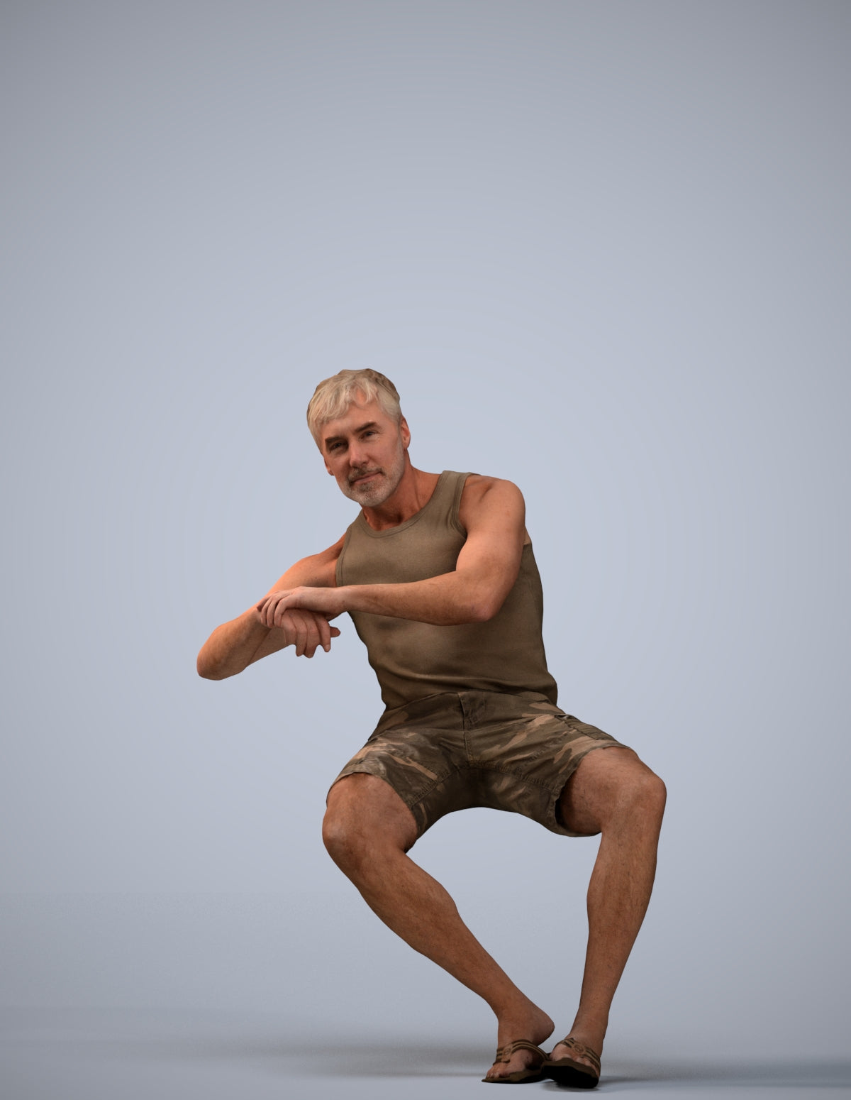 3D scanned man sitting casual, photorealistic archviz people for Enscape and SketchUp