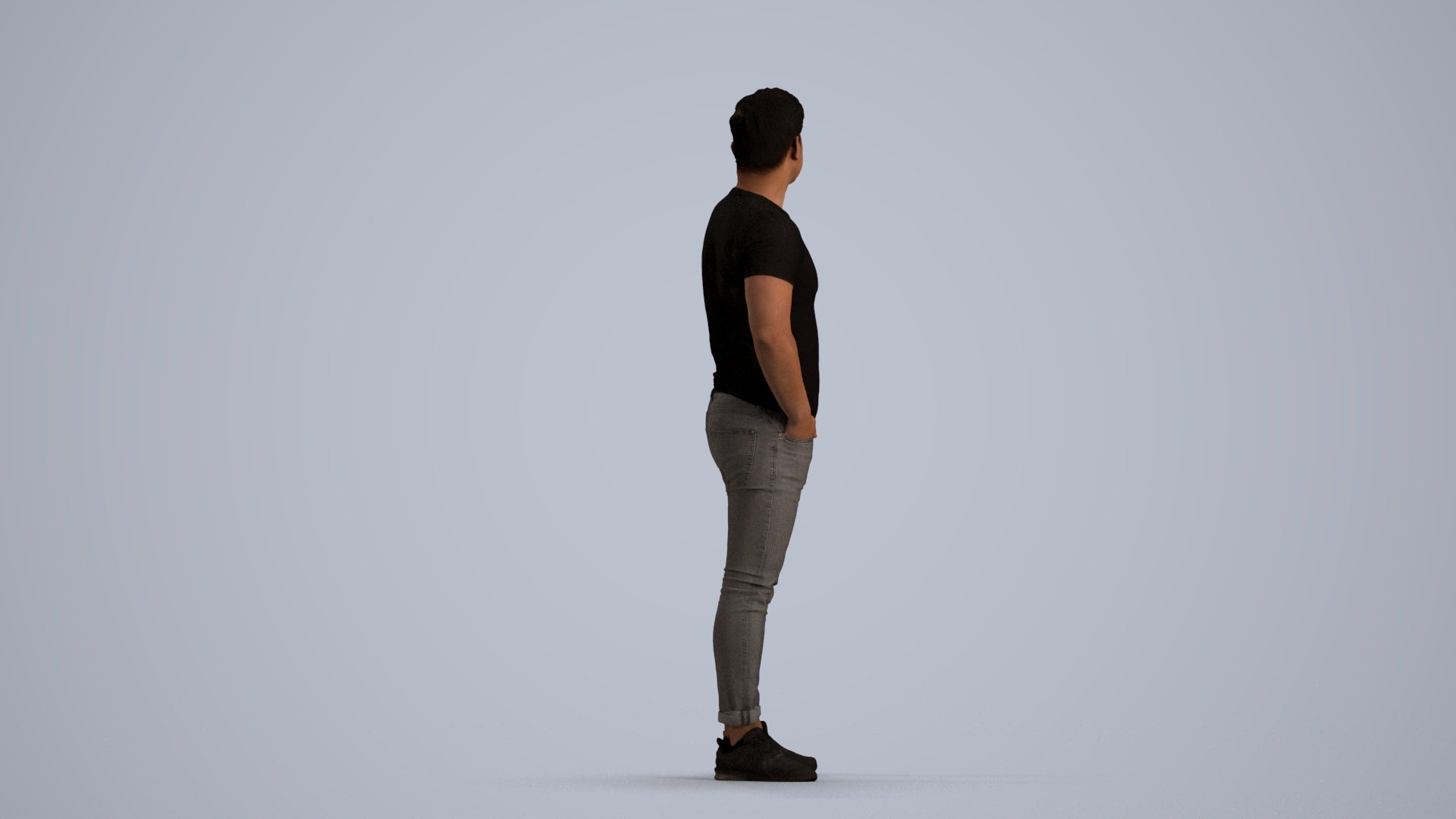 3D people model man casual standing, scanned human for 3ds Max rendering, front view render