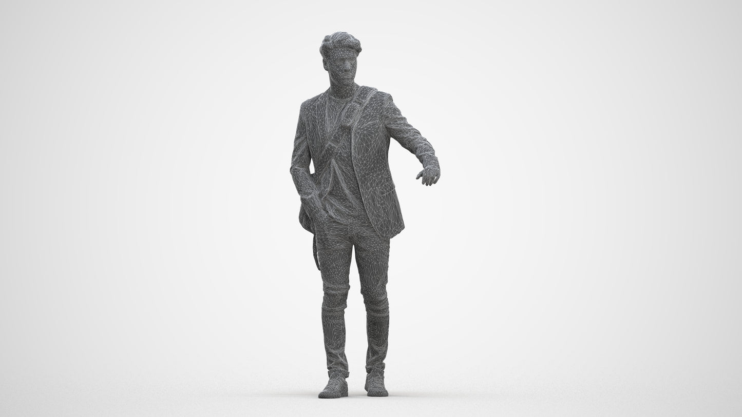 3D scanned man standing casual, photorealistic archviz people for Enscape and SketchUp, three-quarter front view render