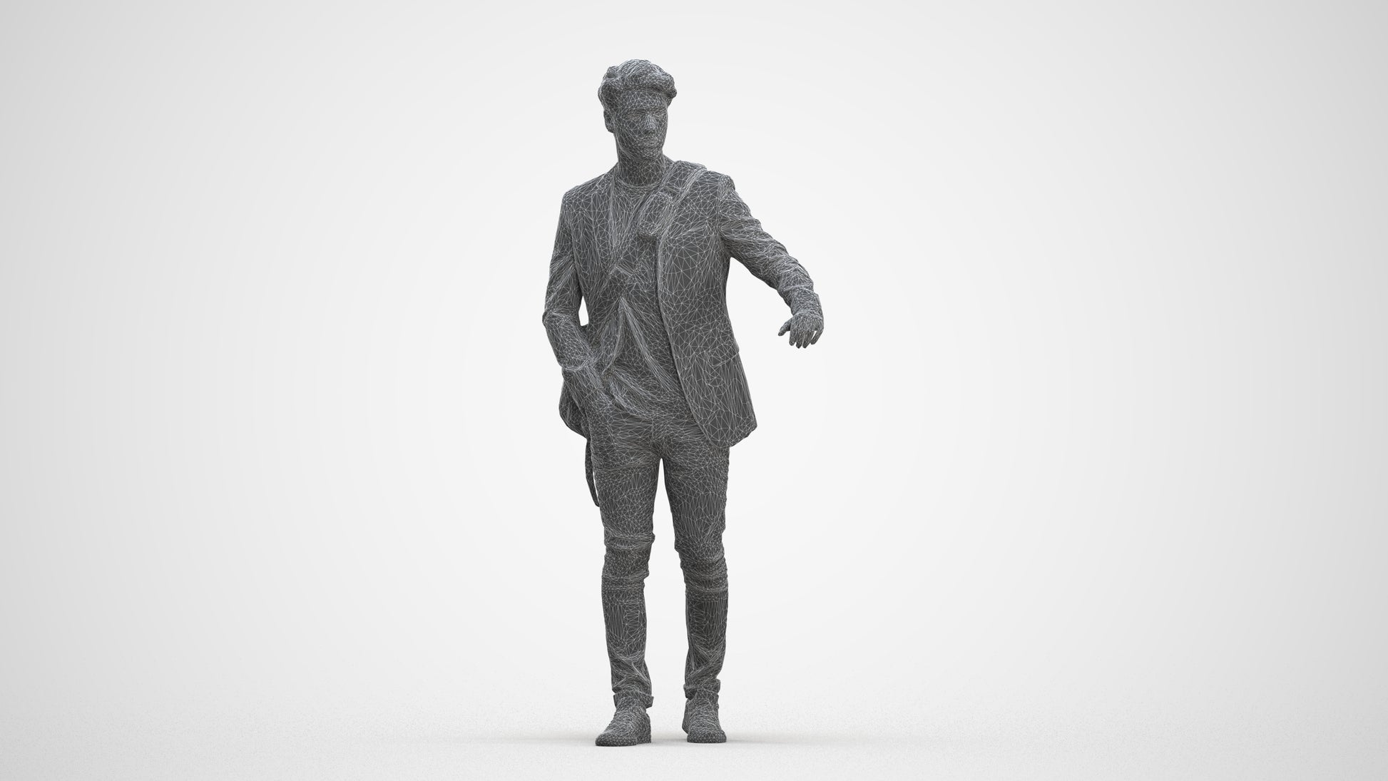 3D scanned man standing casual, photorealistic archviz people for Enscape and SketchUp, three-quarter front view render