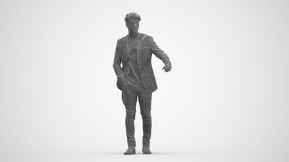 3D scanned man standing casual, photorealistic archviz people for Enscape and SketchUp, three-quarter front view render