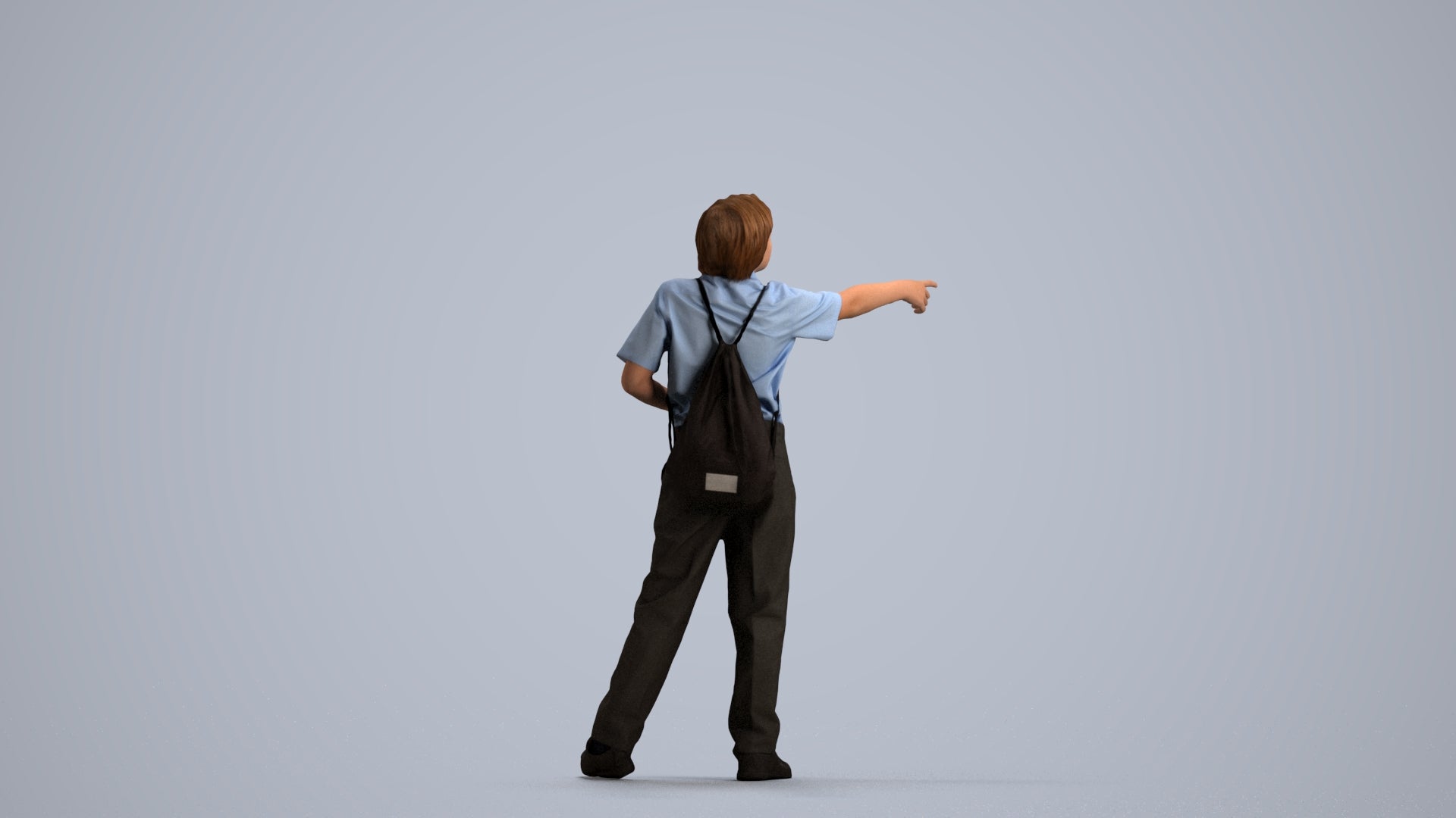 3D people model boy kids, scanned human for 3ds Max rendering, front view render