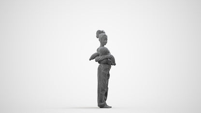 3D people model girl casual kids, scanned human for 3ds Max rendering, wireframe side view