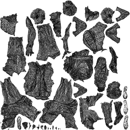 3D scanned senior woman couple casual, photorealistic archviz people for Enscape and SketchUp, wireframe top-down view