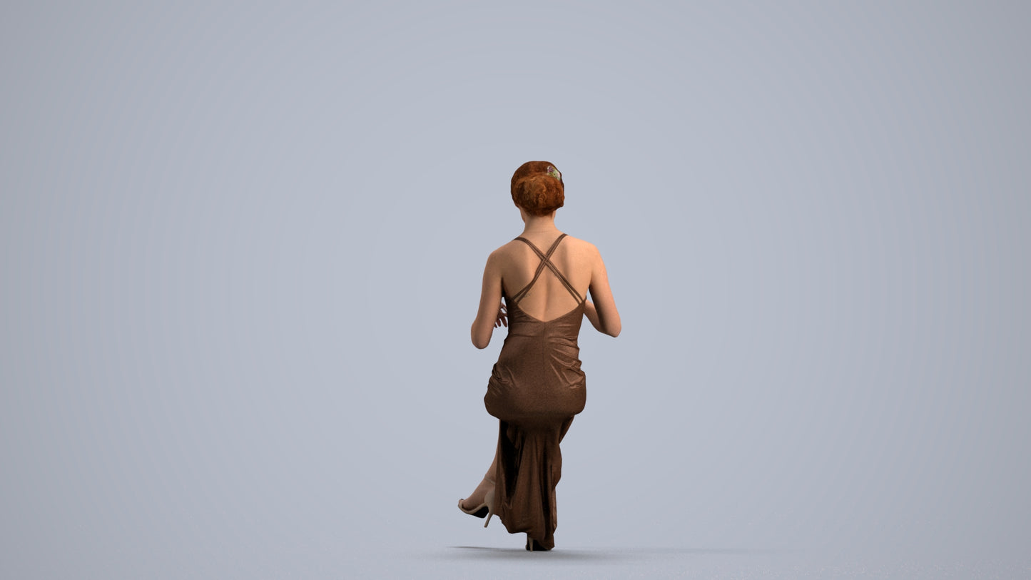 3D human model woman formal formalaffairs, photogrammetry scanned person for archviz, front view render