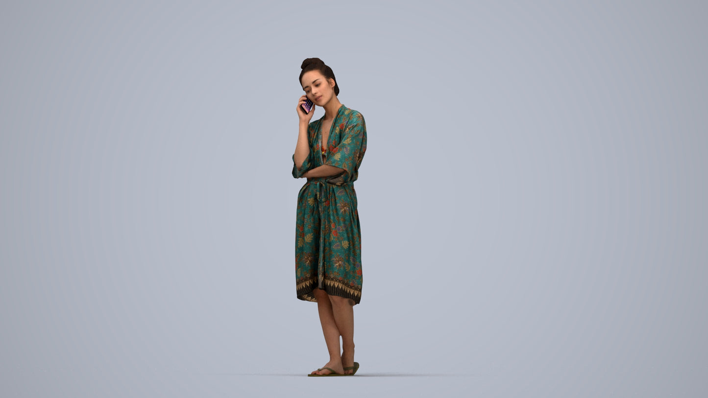 realistic 3D human woman pool, archviz people FBX OBJ for Blender, top-down view render