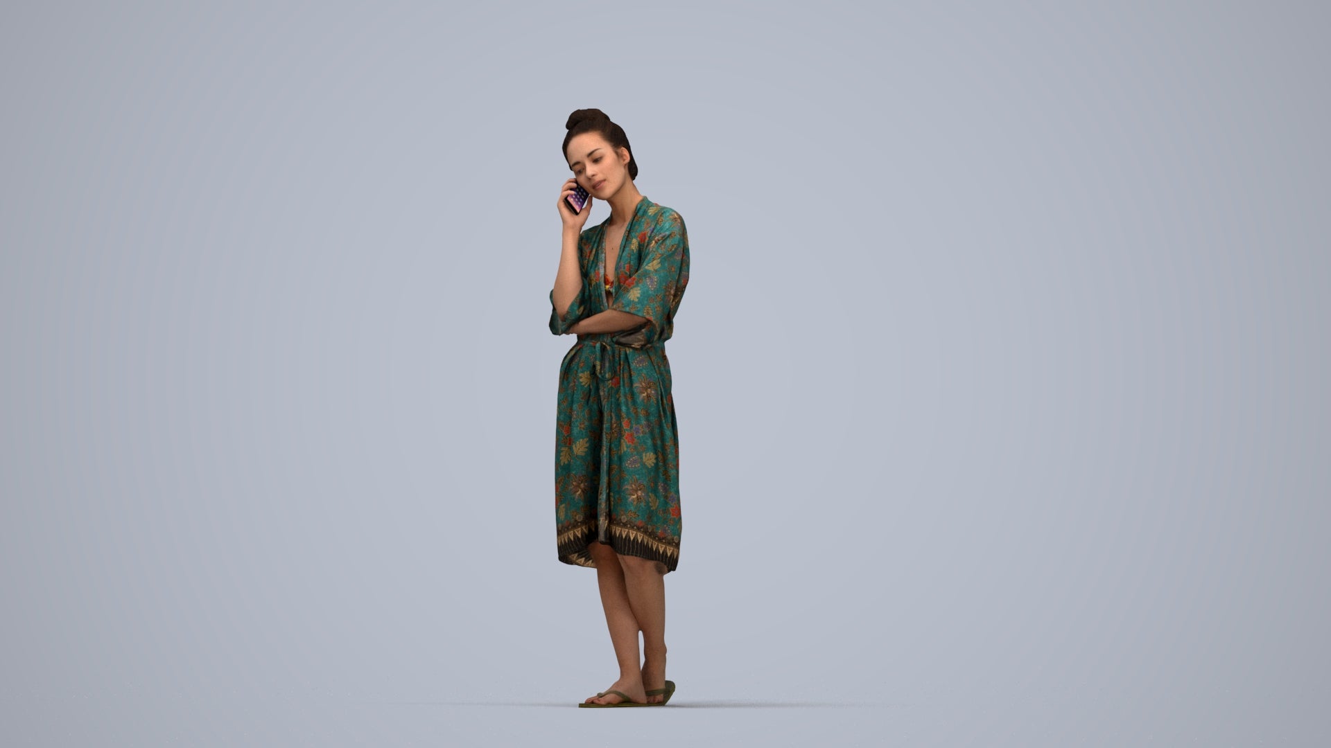 realistic 3D human woman pool, archviz people FBX OBJ for Blender, top-down view render