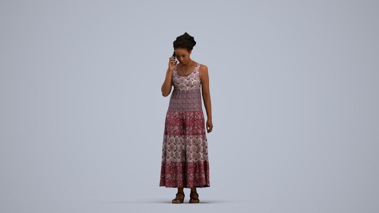 3D people model woman casual standing, scanned human for 3ds Max rendering, standing pose render