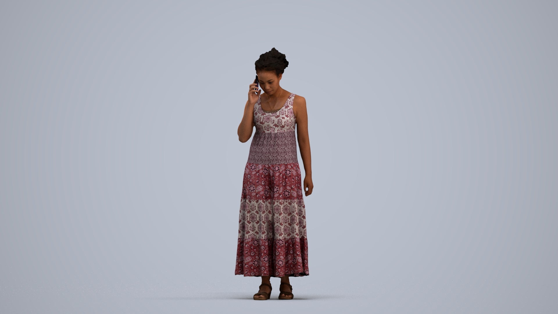 3D people model woman casual standing, scanned human for 3ds Max rendering, standing pose render