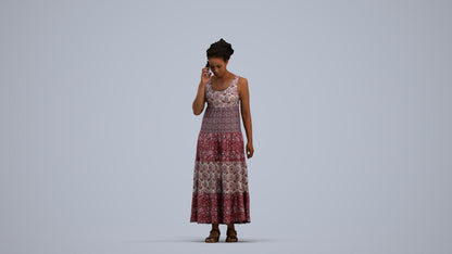 3D people model woman casual standing, scanned human for 3ds Max rendering, standing pose render