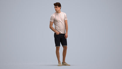 3D scanned man standing casual, photorealistic archviz people for Enscape and SketchUp, standing pose render