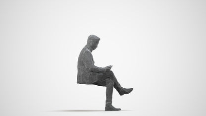 scanned 3D man business, photogrammetry people for Enscape and V-Ray, wireframe side view