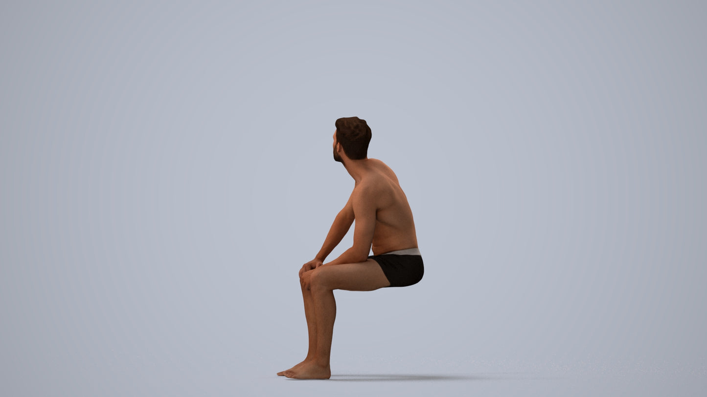 realistic 3D people man pool, render-ready for V-Ray and Corona, FBX OBJ, three-quarter view render