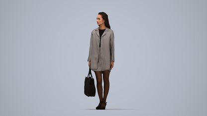 photogrammetry 3D woman business standing, realistic human model archviz FBX, top-down view render