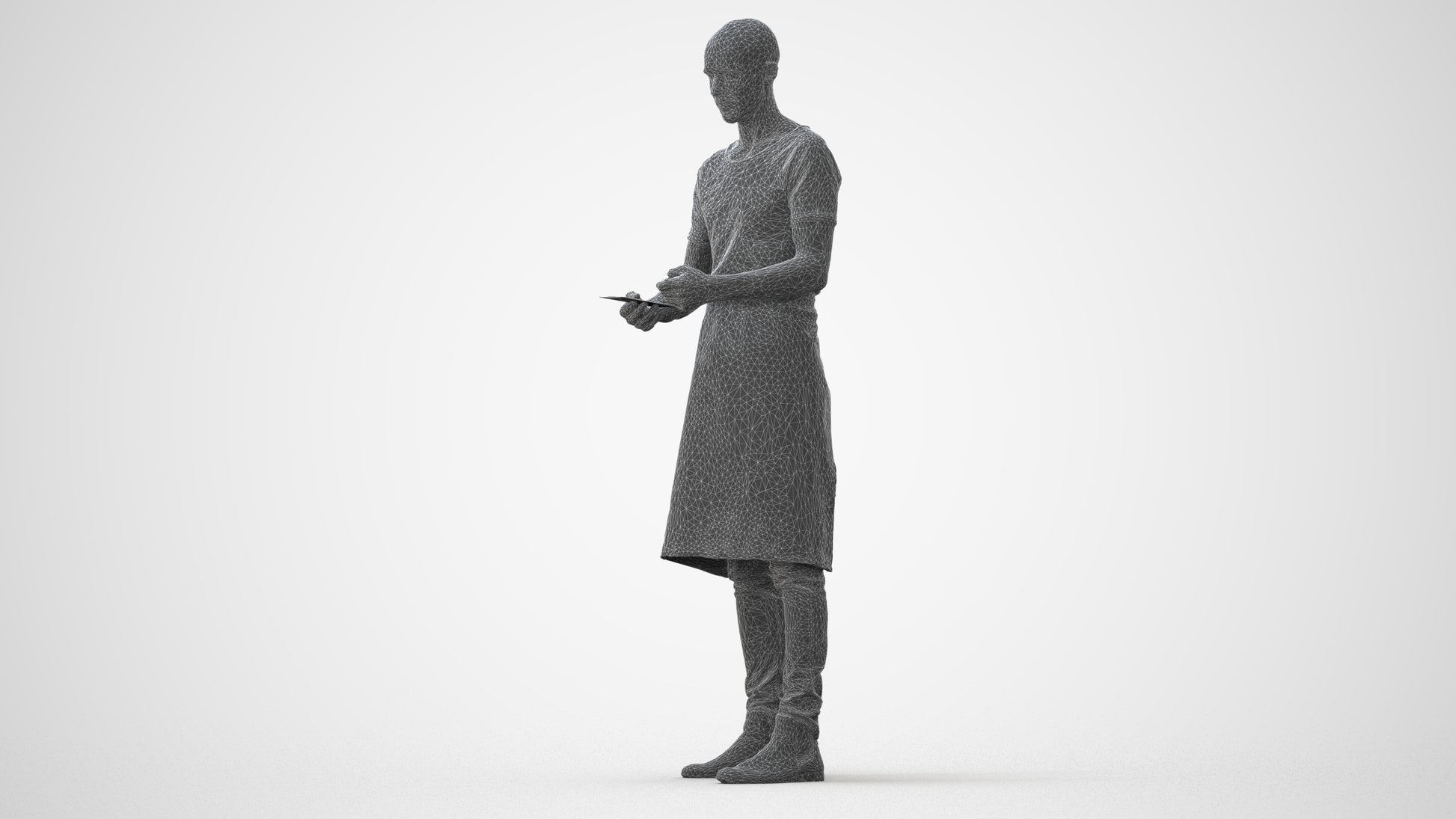 3D human model man hospitality, photogrammetry scanned person for archviz, square thumbnail