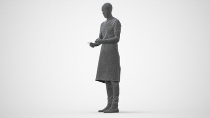 3D human model man hospitality, photogrammetry scanned person for archviz, square thumbnail