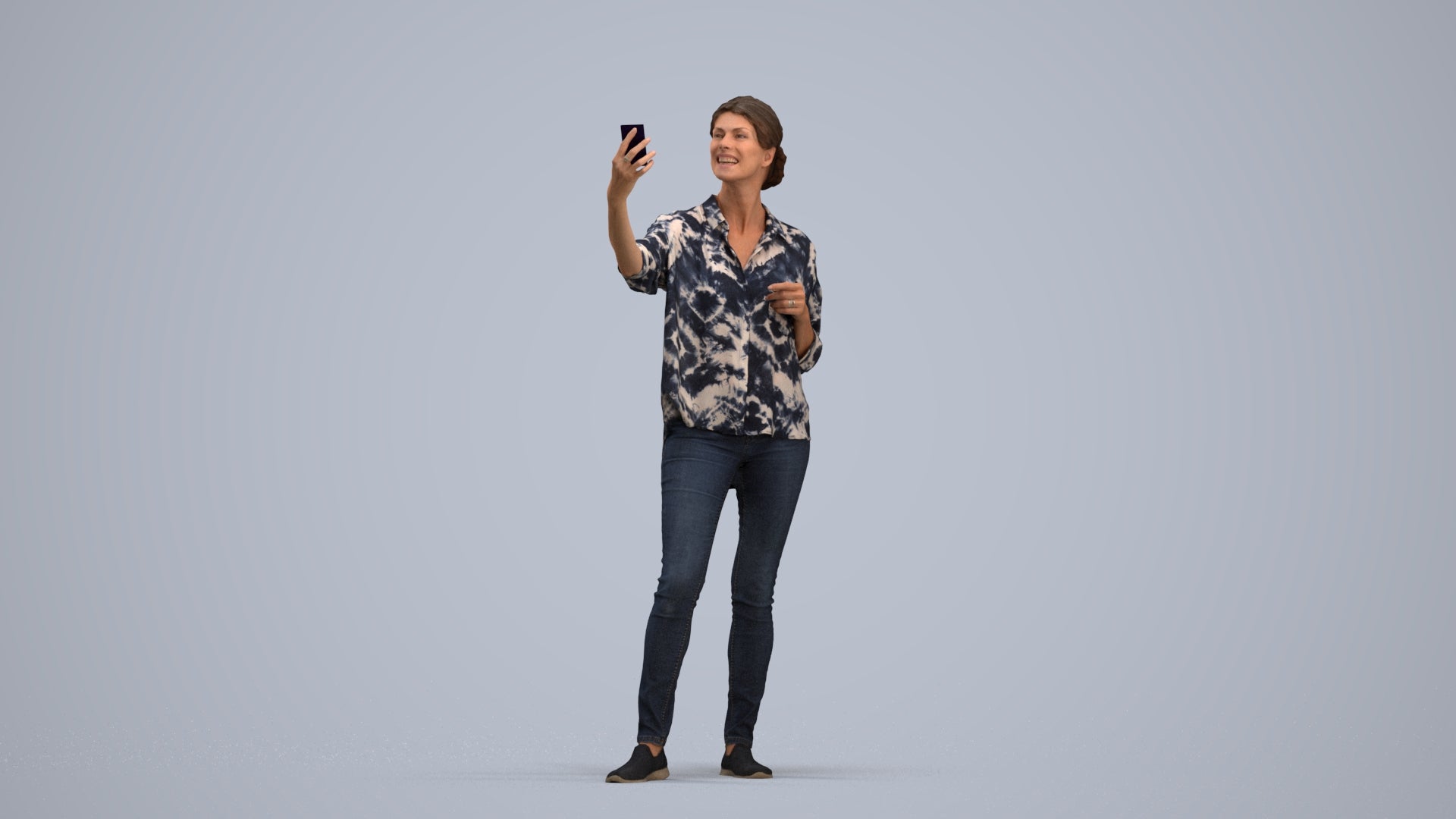 3D people model woman casual standing, scanned human for 3ds Max rendering, standing pose render