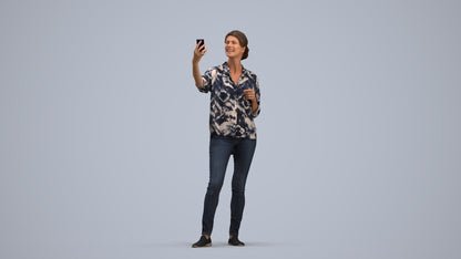 3D people model woman casual standing, scanned human for 3ds Max rendering, standing pose render