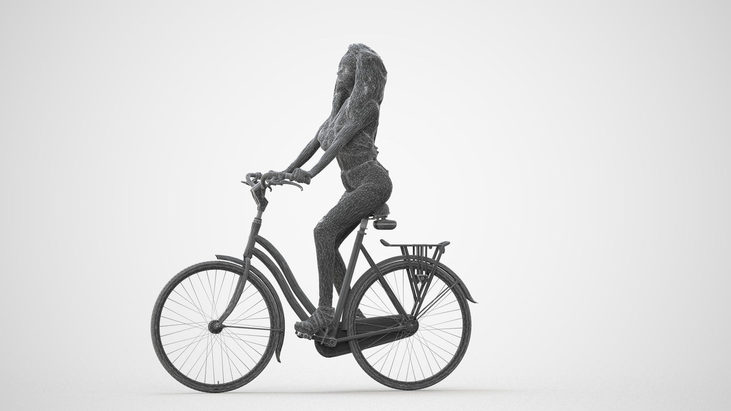 3D scanned woman cycling casual, photorealistic archviz people for Enscape and SketchUp, square thumbnail