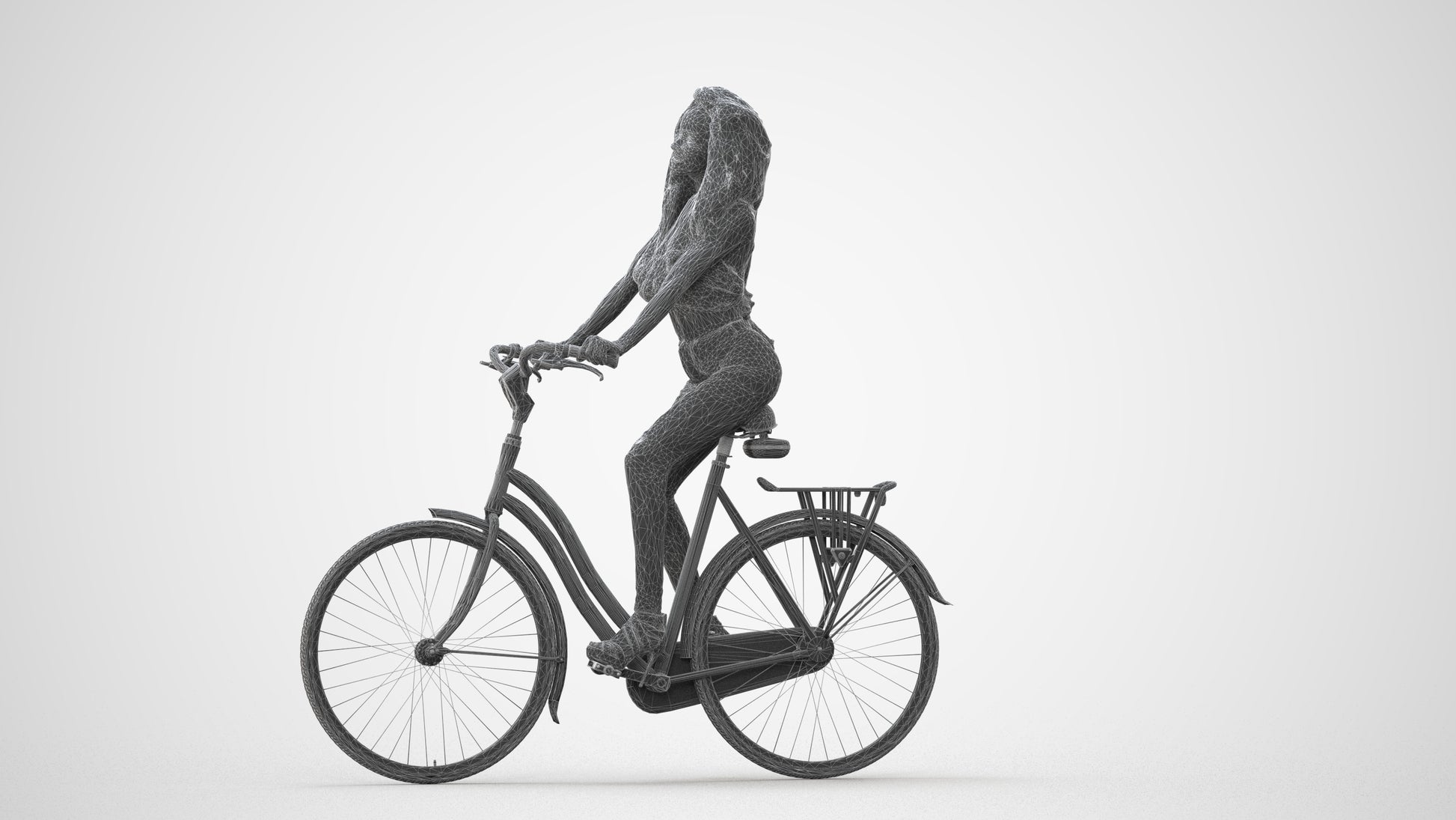 3D scanned woman cycling casual, photorealistic archviz people for Enscape and SketchUp, square thumbnail