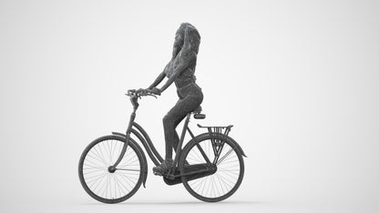 3D scanned woman cycling casual, photorealistic archviz people for Enscape and SketchUp, square thumbnail