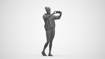 3D people model woman casual standing, scanned human for 3ds Max rendering, three-quarter front view render