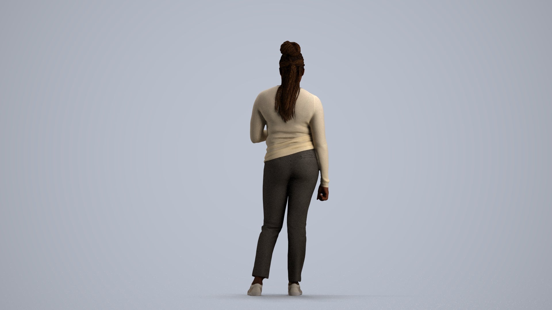 realistic 3D people woman casual standing, render-ready for V-Ray and Corona, FBX OBJ, front view render