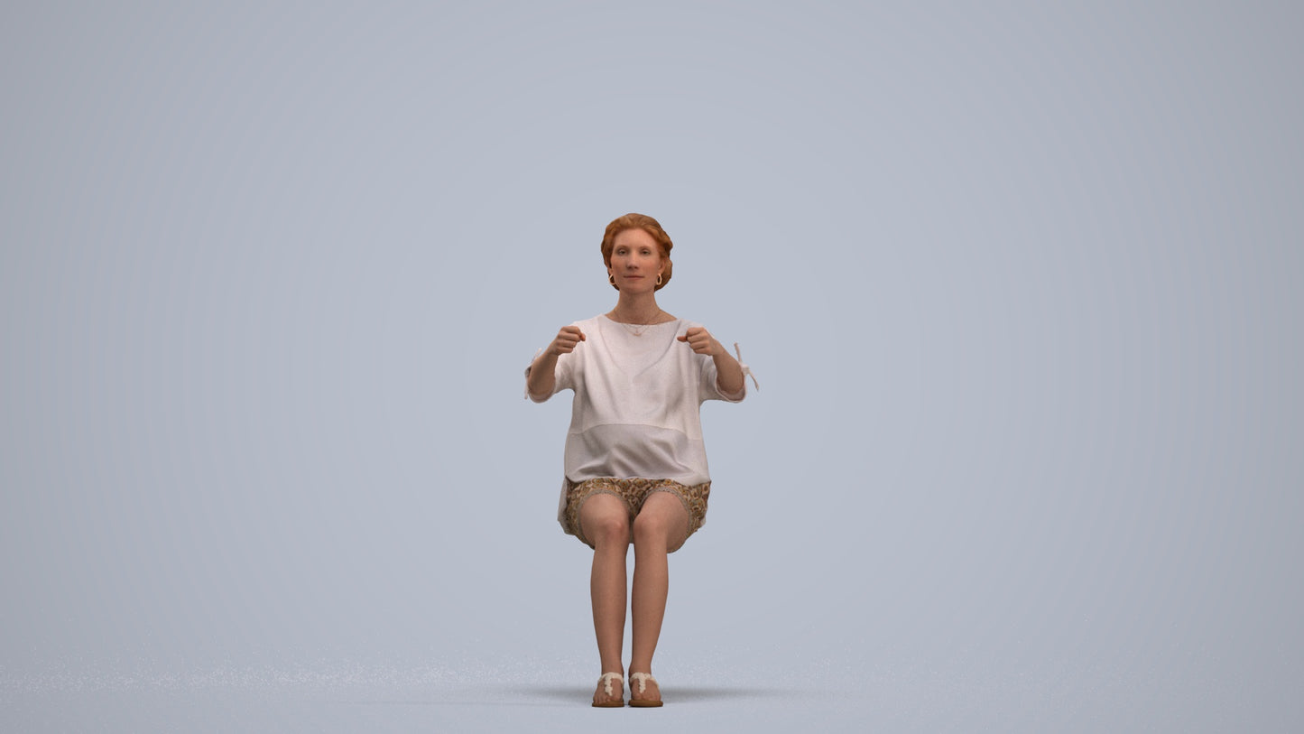 3D scanned woman driving casual, photorealistic archviz people for Enscape and SketchUp, standing pose render