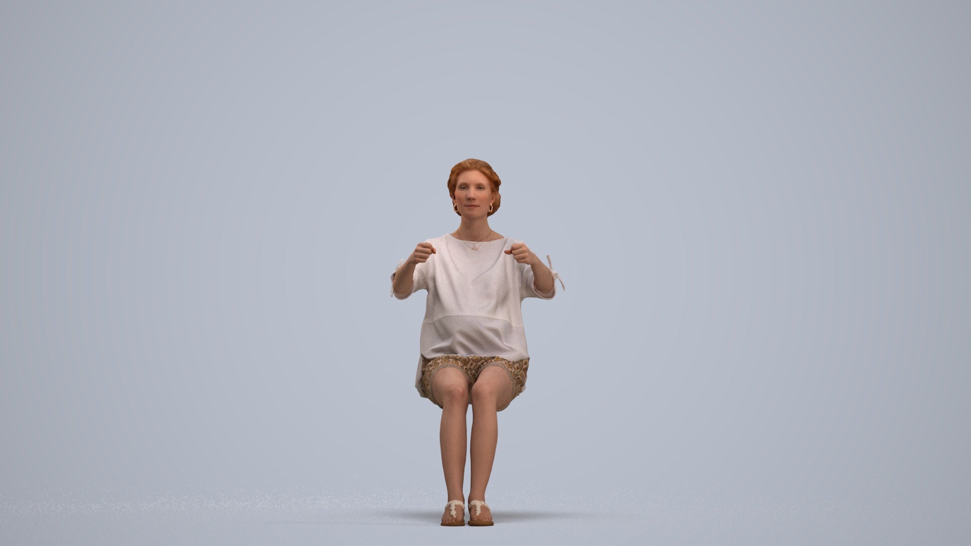 3D scanned woman driving casual, photorealistic archviz people for Enscape and SketchUp, standing pose render