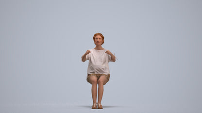 3D scanned woman driving casual, photorealistic archviz people for Enscape and SketchUp, standing pose render