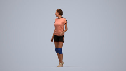 3D people model woman sport, scanned human for 3ds Max rendering, top-down view render