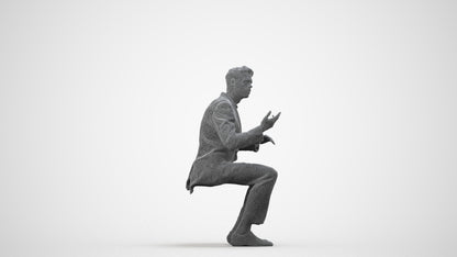 3D people model man business, scanned human for 3ds Max rendering, wireframe side view