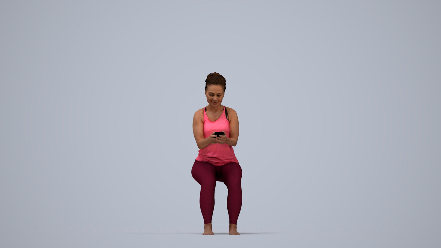 photogrammetry 3D woman sport, realistic human model archviz FBX, top-down view render