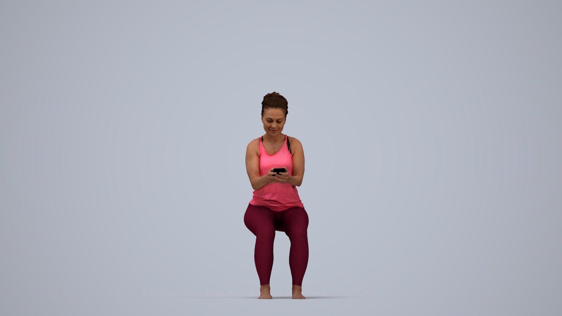 photogrammetry 3D woman sport, realistic human model archviz FBX, top-down view render