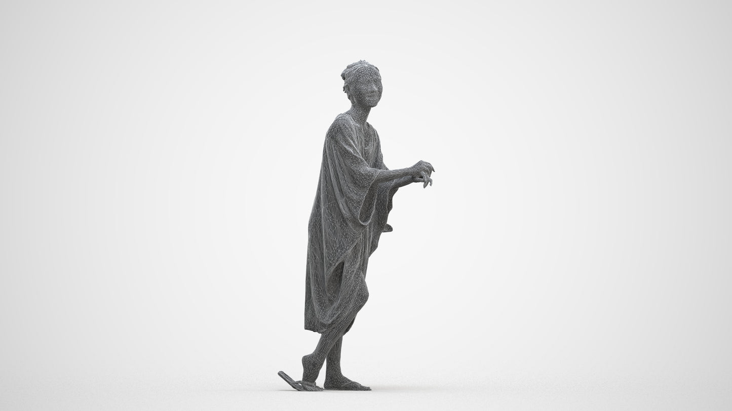 photogrammetry 3D woman casual walking, realistic human model archviz FBX, three-quarter front view render