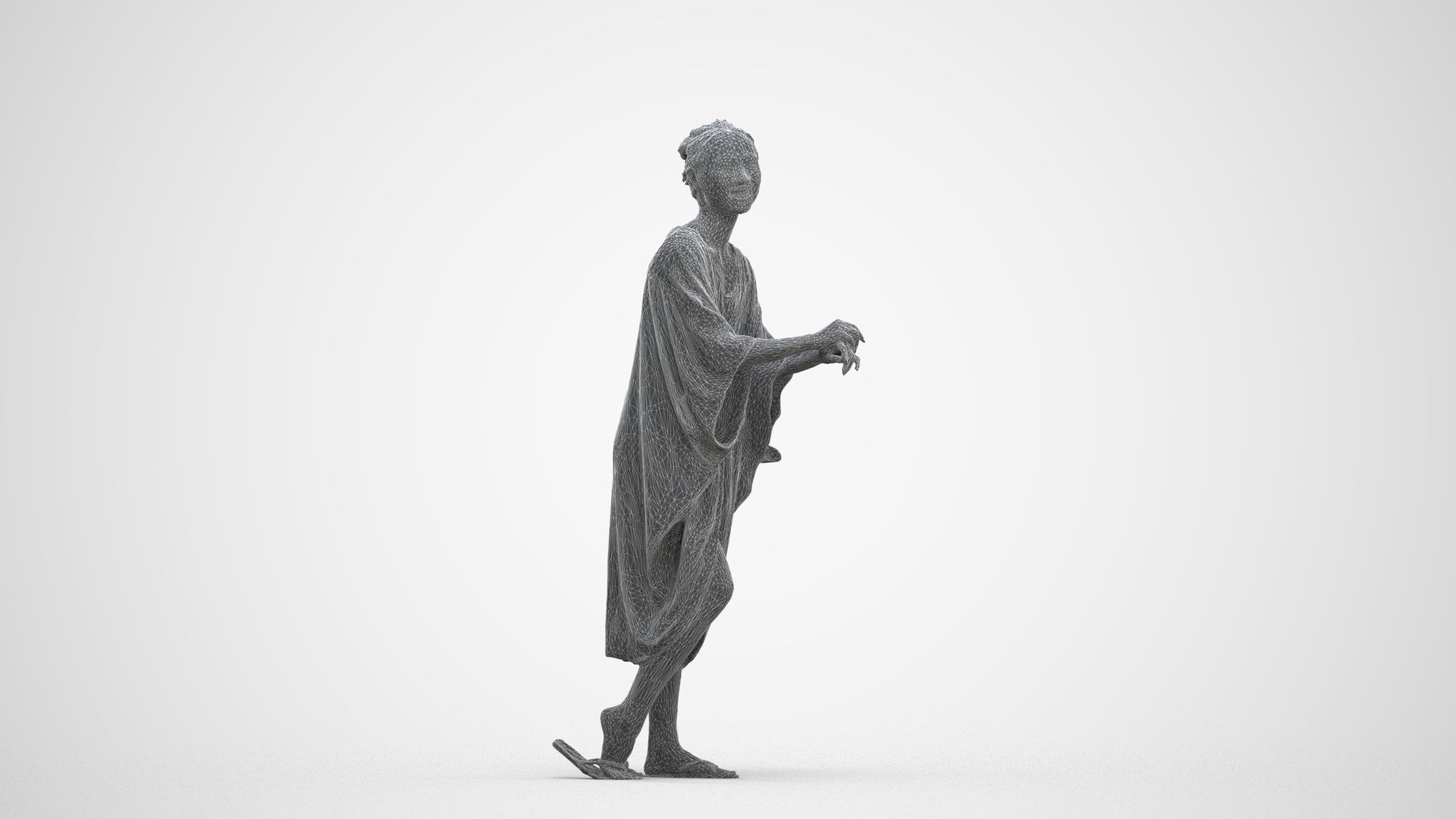 photogrammetry 3D woman casual walking, realistic human model archviz FBX, three-quarter front view render