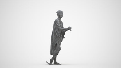 photogrammetry 3D woman casual walking, realistic human model archviz FBX, three-quarter front view render