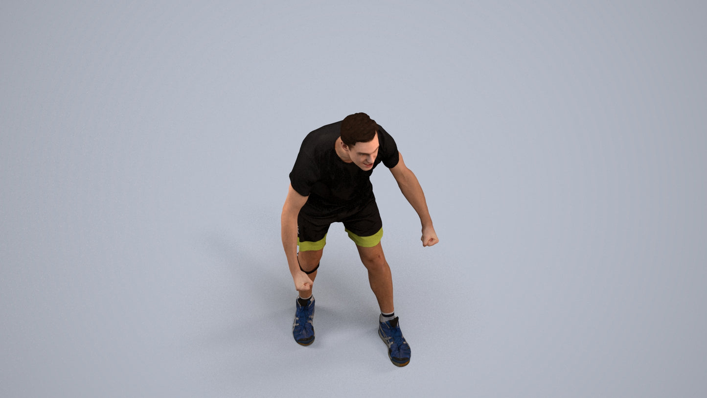 3D people model man sport, scanned human for 3ds Max rendering, back view render