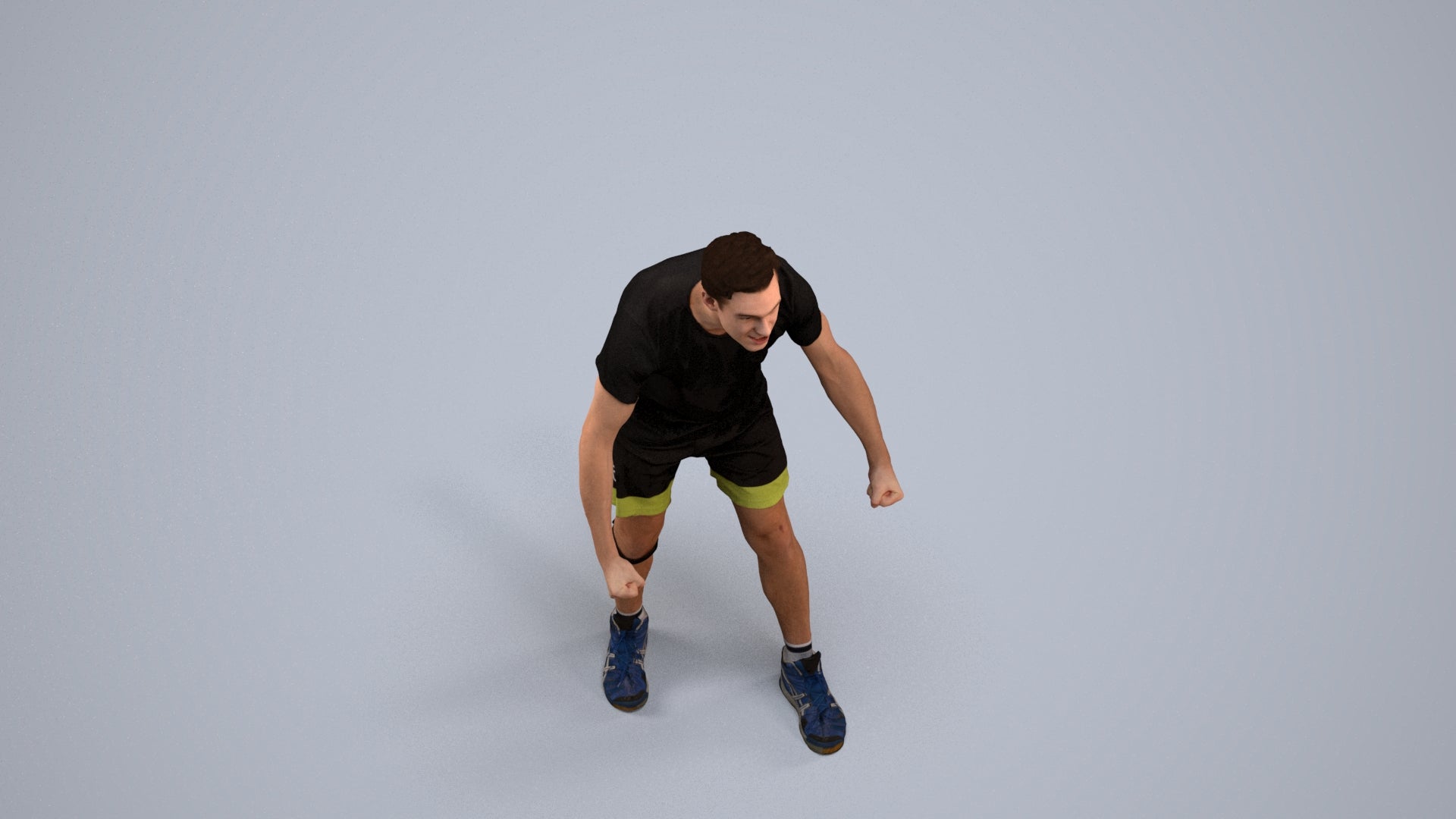 3D people model man sport, scanned human for 3ds Max rendering, back view render