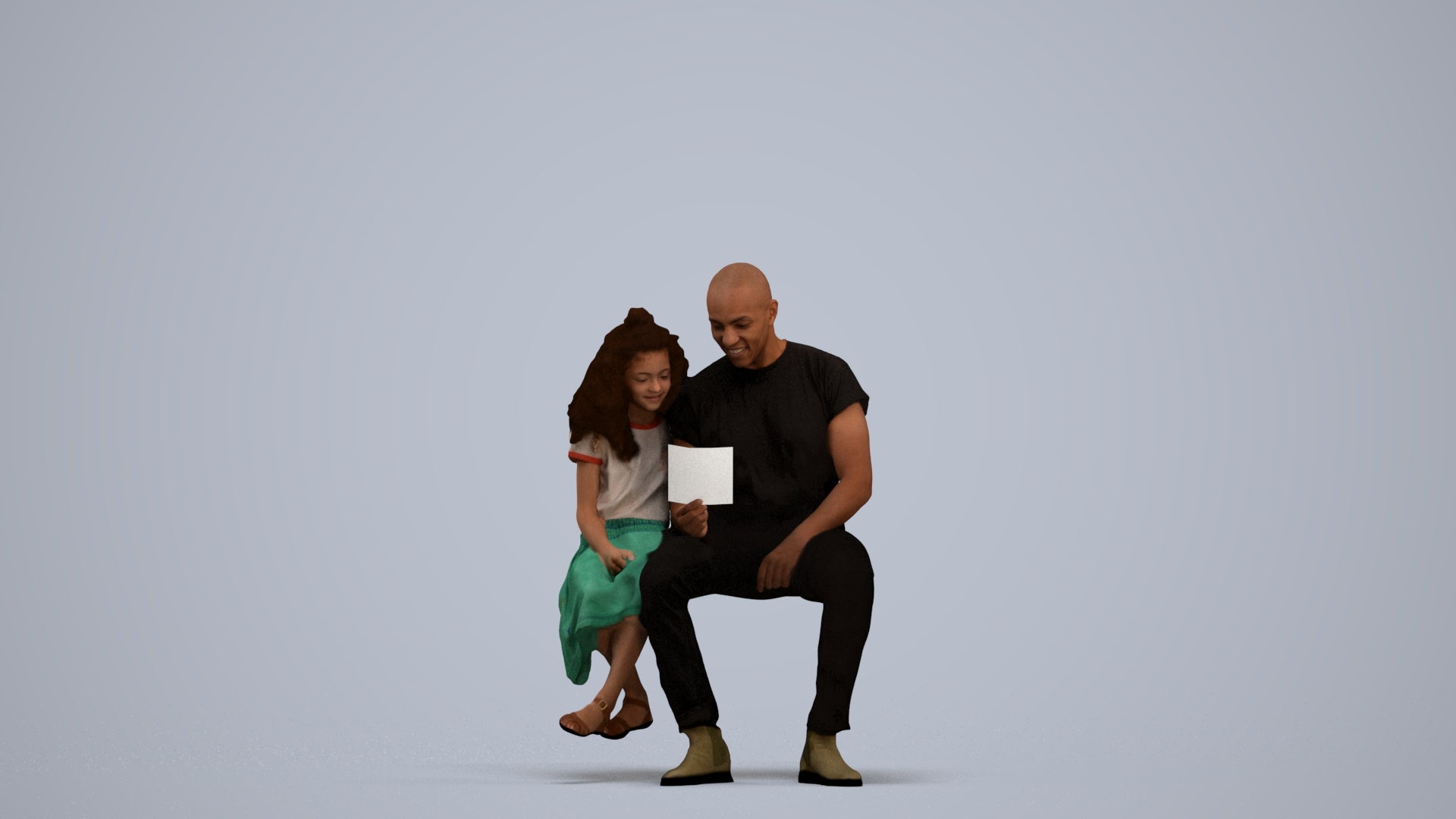 3D people model girl casual kids, scanned human for 3ds Max rendering, standing pose render