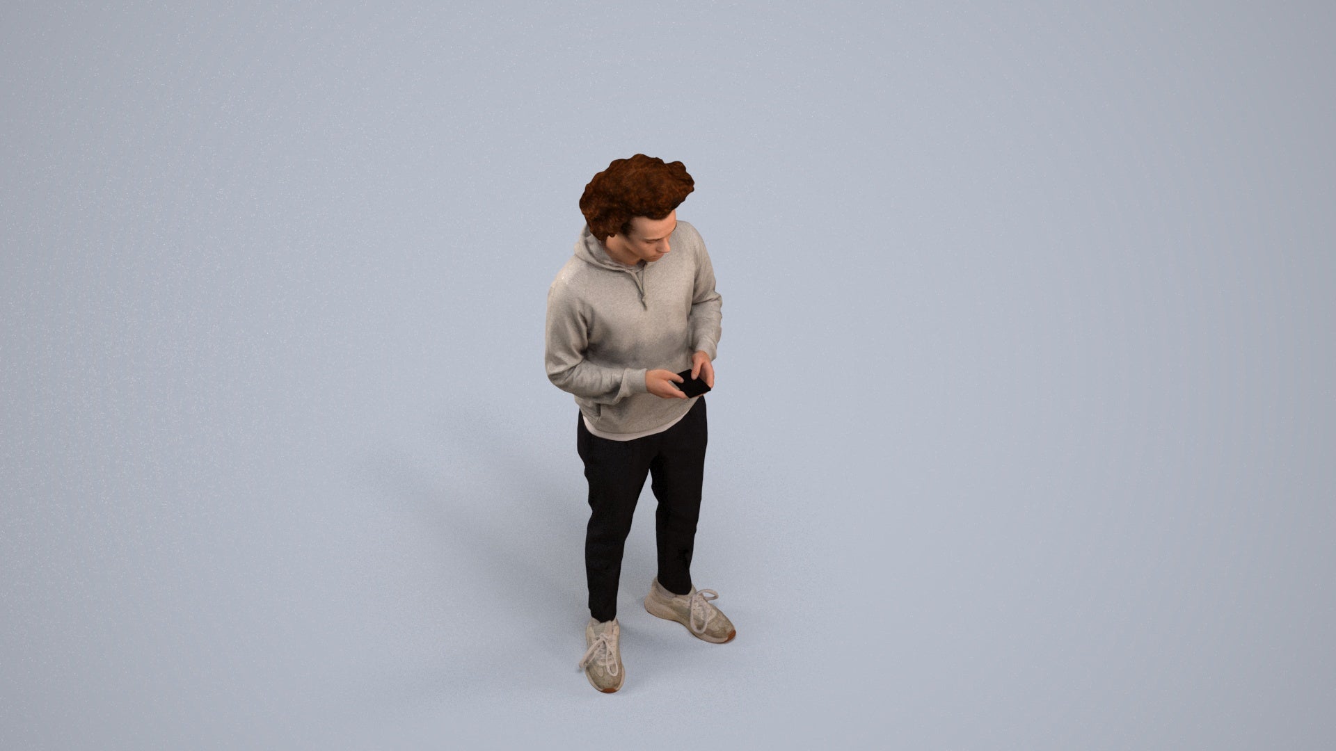 3D people model man casual standing, scanned human for 3ds Max rendering, back view render