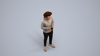 3D people model man casual standing, scanned human for 3ds Max rendering, back view render