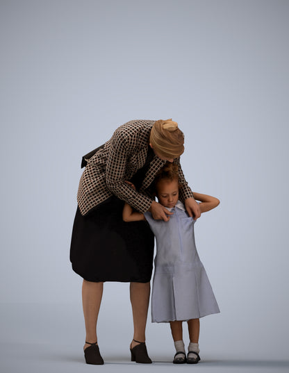 realistic 3D human girl casual kids, archviz people FBX OBJ for Blender