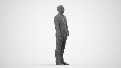 3D people model man business, scanned human for 3ds Max rendering, wireframe side view