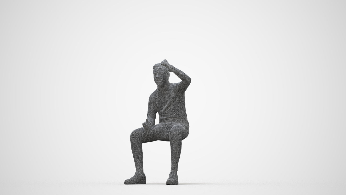 scanned 3D boy casual kids, photogrammetry people for Enscape and V-Ray, wireframe back view