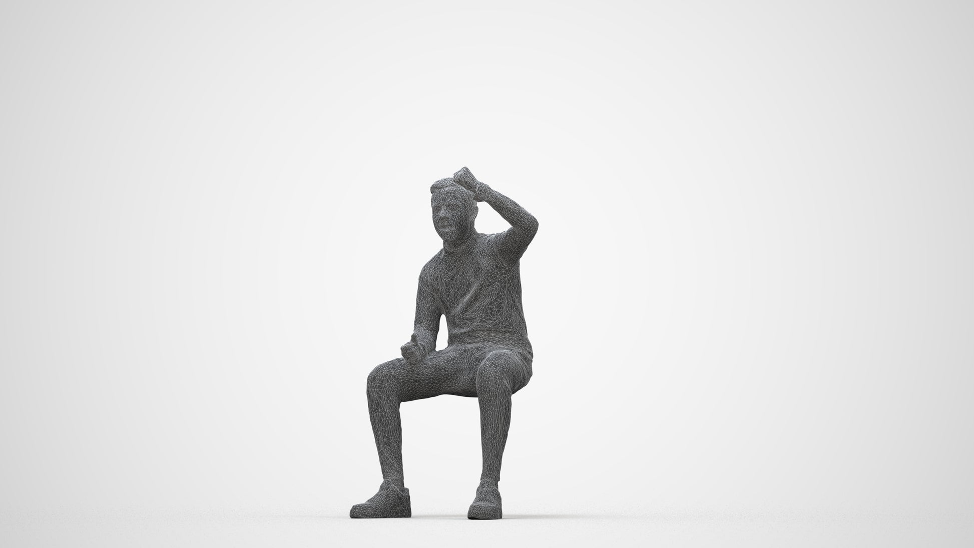 scanned 3D boy casual kids, photogrammetry people for Enscape and V-Ray, wireframe back view