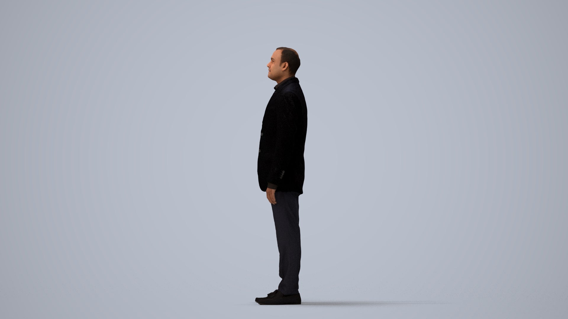 scanned 3D man formal standing, photogrammetry people for Enscape and V-Ray, three-quarter view render