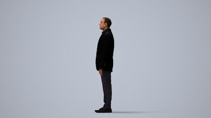 scanned 3D man formal standing, photogrammetry people for Enscape and V-Ray, three-quarter view render